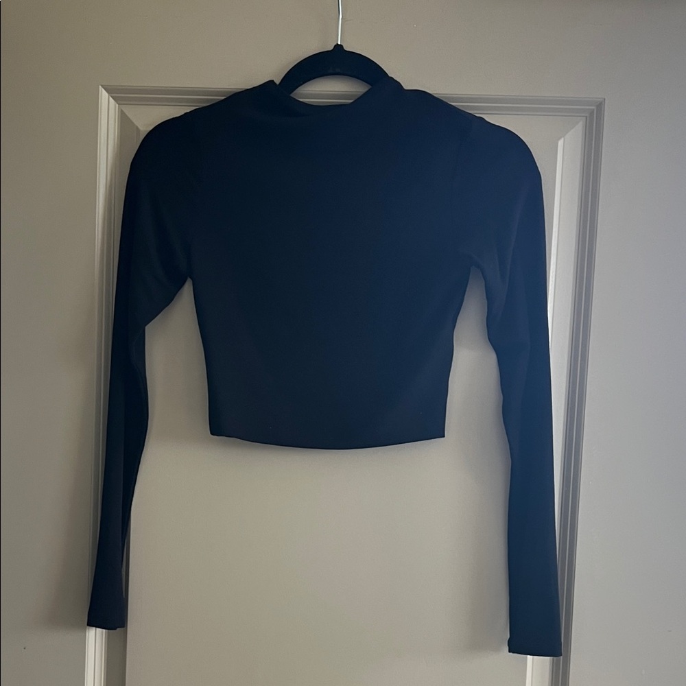Naked Wardrobe Black Long Sleeve Crop Top